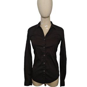 H&M Women's Black Long Sleeve Shirt Size 2 X-Small Button Down Collar